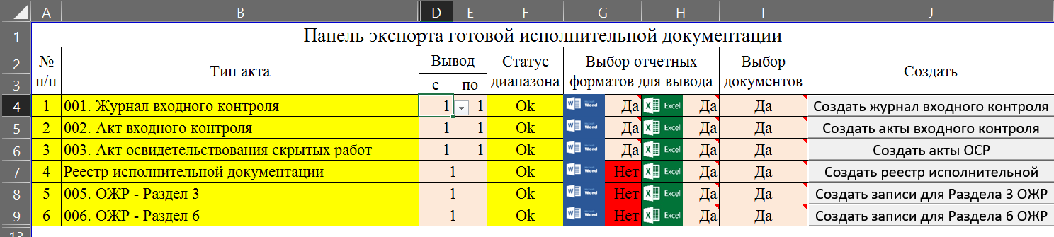 Реестр технической документации образец